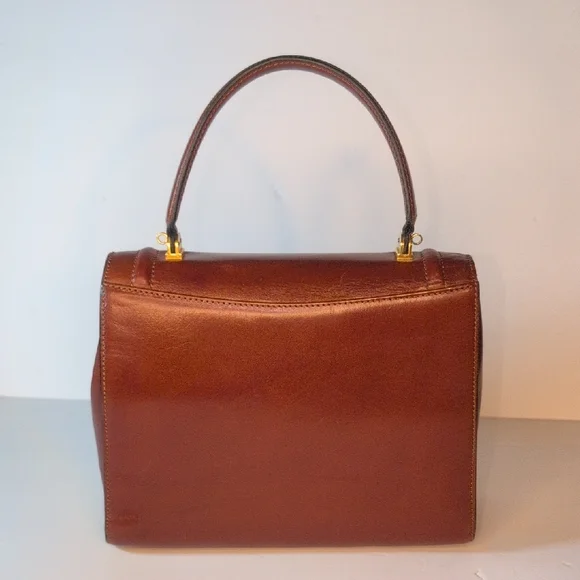 Bally Vintage Chestnut Brown Leather Top-Handle Satchel 1970's - Picture 2 of 14